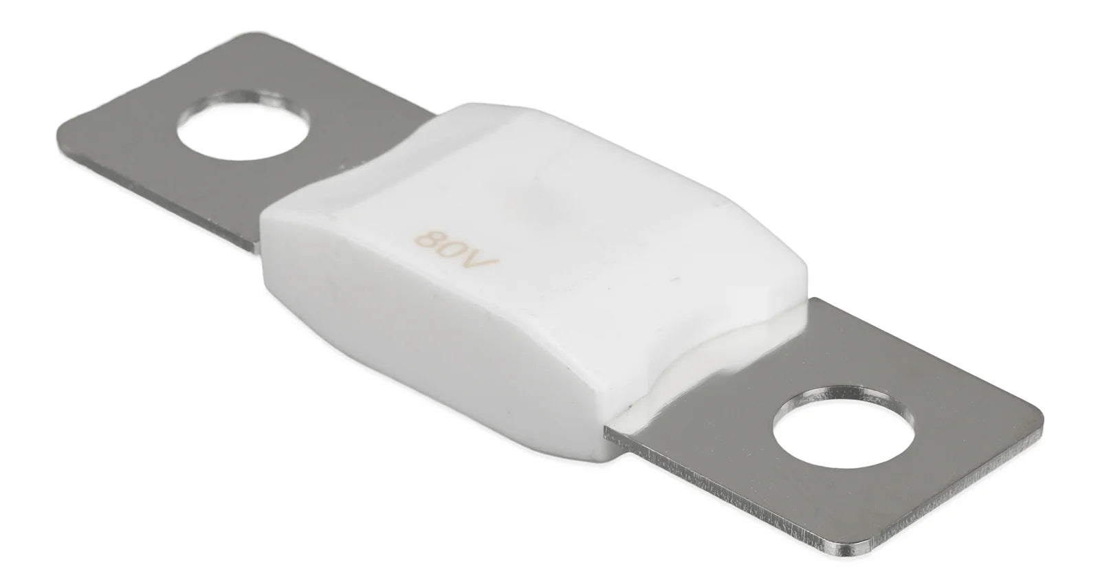 Angled perspective of a single Victron 100A MEGA fuse with bolt-down terminals