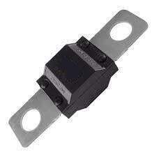 125A MIDI fuse featuring black housing and silver-coloured bolt-down metal terminals