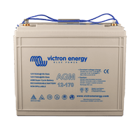 Victron 12V 170Ah AGM Super Cycle battery front view with blue rope handles