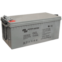 Victron 12V 220Ah gel deep cycle battery with grey casing and integrated rope carry handles