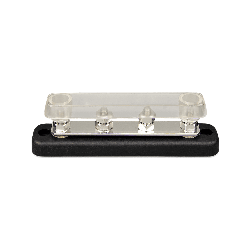 Victron 150A 4-terminal busbar with clear polycarbonate cover on black base