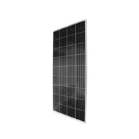 Perspective view of the front face of a Victron 150W monocrystalline solar panel
