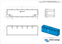 Dimensional drawing of the Victron 25.6V 100Ah battery showing measurements in millimetres