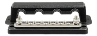Front view of high-current 250A busbar with 12 terminals and dual 8mm studs