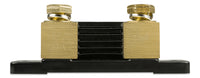 Rear view of the 300A 50mV shunt component showing the resistive element plates