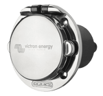 Polished stainless steel 32A power inlet with closed protective lid and mounting holes