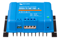 Perspective view of converter showing remote on-off port, wiring terminals and cooling fins