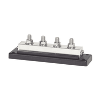 Victron 600A busbar with four stainless steel terminal studs and tin-plated copper bar on a black ABS base