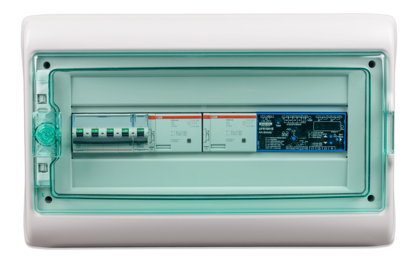 Front view of Victron Energy 63A anti-islanding box with IP65 weather-resistant enclosure