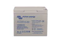 Front view of a grey Victron AGM 12-60 Super Cycle battery with technical specifications printed on the casing