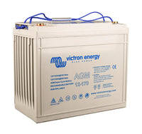 Perspective view of the grey 12V 170Ah AGM Super Cycle battery showing ribbed side casing