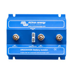Blue Victron Argodiode 160A battery isolator with three large studs and central blade terminals