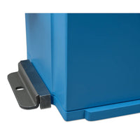 Close-up of a steel mounting bracket inserted into the battery base slot