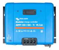 Front view of BlueSolar MPPT 250/70 solar charge controller showing interface and terminals