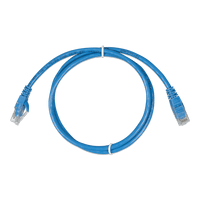 Coiled 0.3m blue Cat5e RJ45 UTP Ethernet patch cable with clear modular connectors