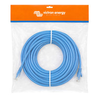 Coiled 30m blue Cat5e RJ45 UTP Ethernet patch cable with clear modular connectors