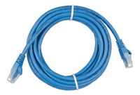 Coiled 3m blue Cat5e RJ45 UTP Ethernet patch cable with clear modular connectors