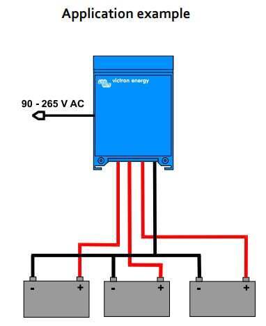 Wiring diagram of Centaur charger connected to three battery banks