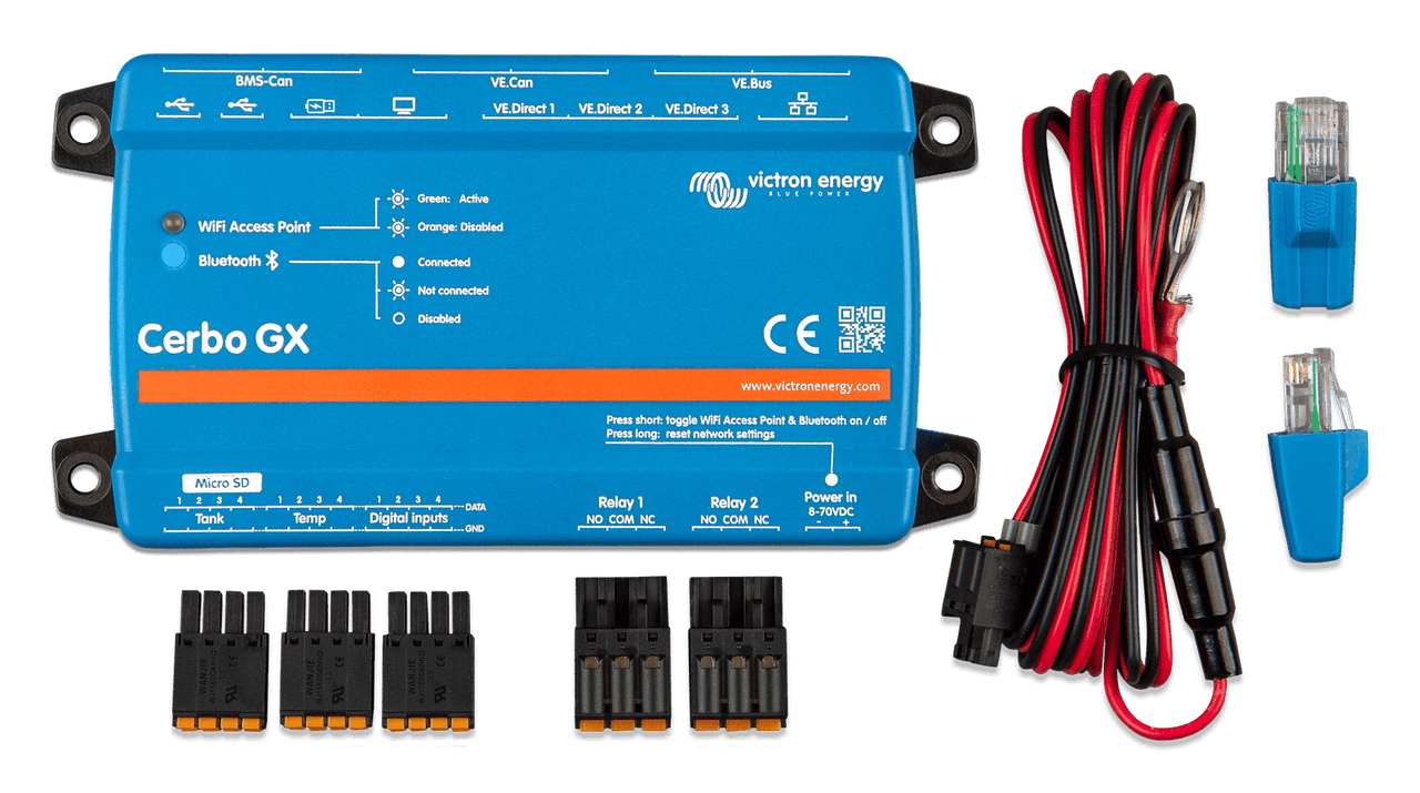 Victron Cerbo GX MK2 kit with power cable, terminal blocks and RJ45 terminators