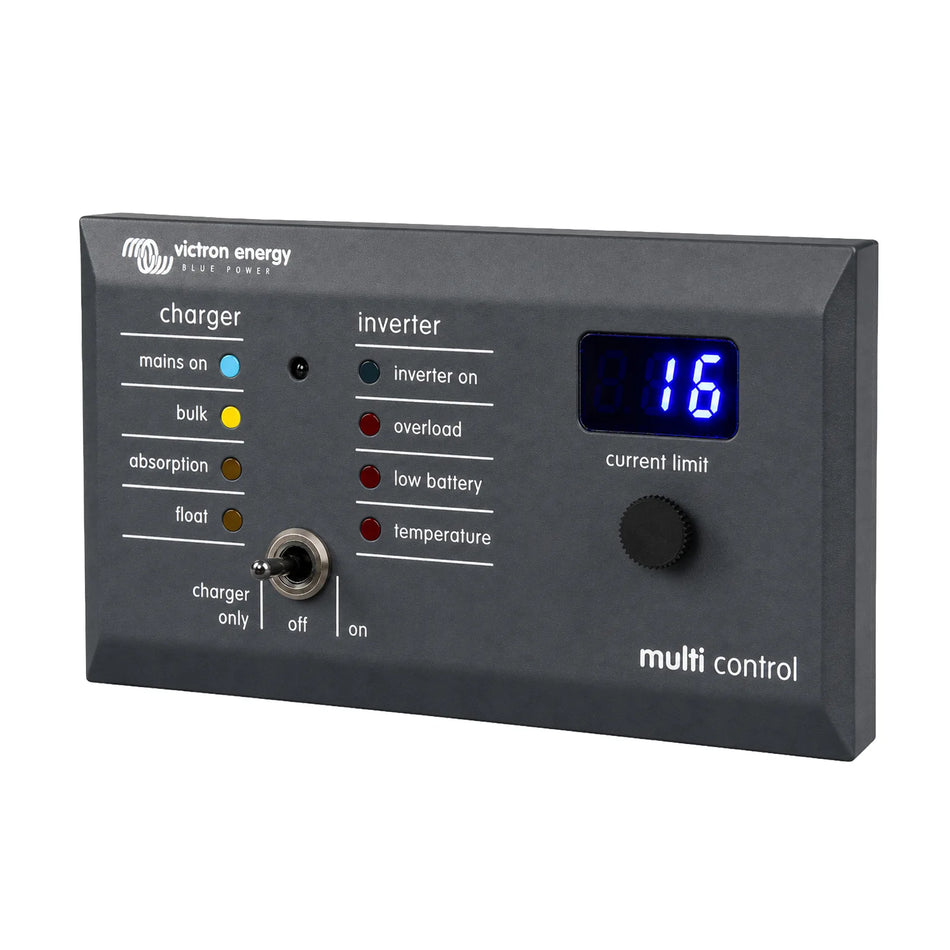 Angled perspective of the Victron Digital Multi Control GX remote panel