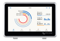 Front-on view of Victron Ekrano GX system monitor in wall mount enclosure