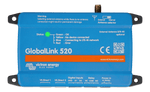 Front view of blue Victron GlobalLink 520 LTE-M cellular monitoring device with status indicator
