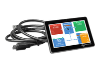 Victron GX Touch 50 touchscreen display showing live power system data and connected cable