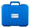 Blue Victron hard-shell carry case for IP65 battery chargers with handle and secure latches