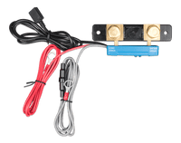 Top-down view of Victron SmartShunt IP65 with fused power and communication cabling