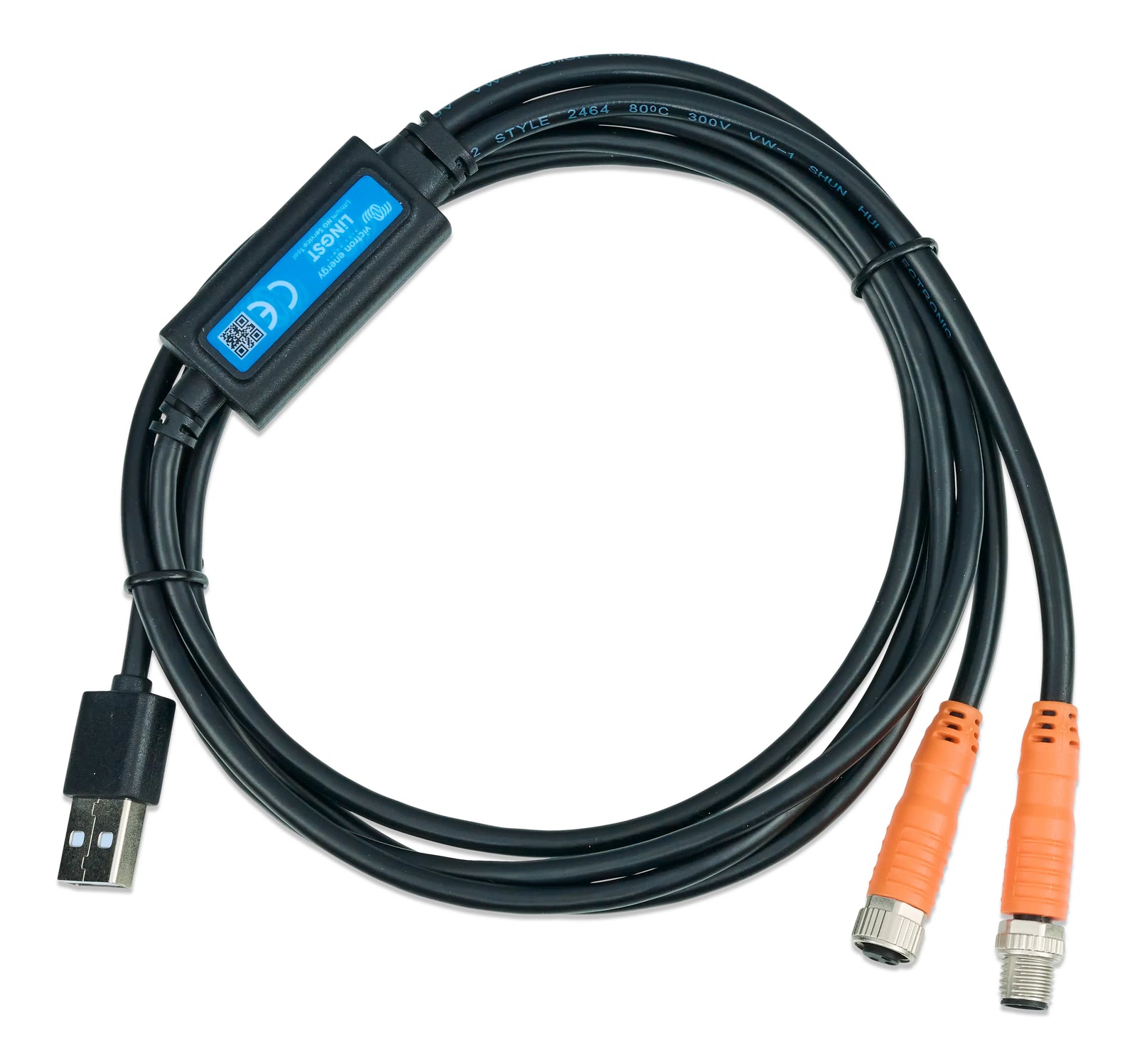 Victron LiNGST Lithium NG Service Tool cable with USB-A and dual M8 connectors