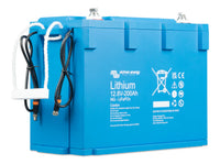Close-up of M8 circular communication cables on a lithium battery