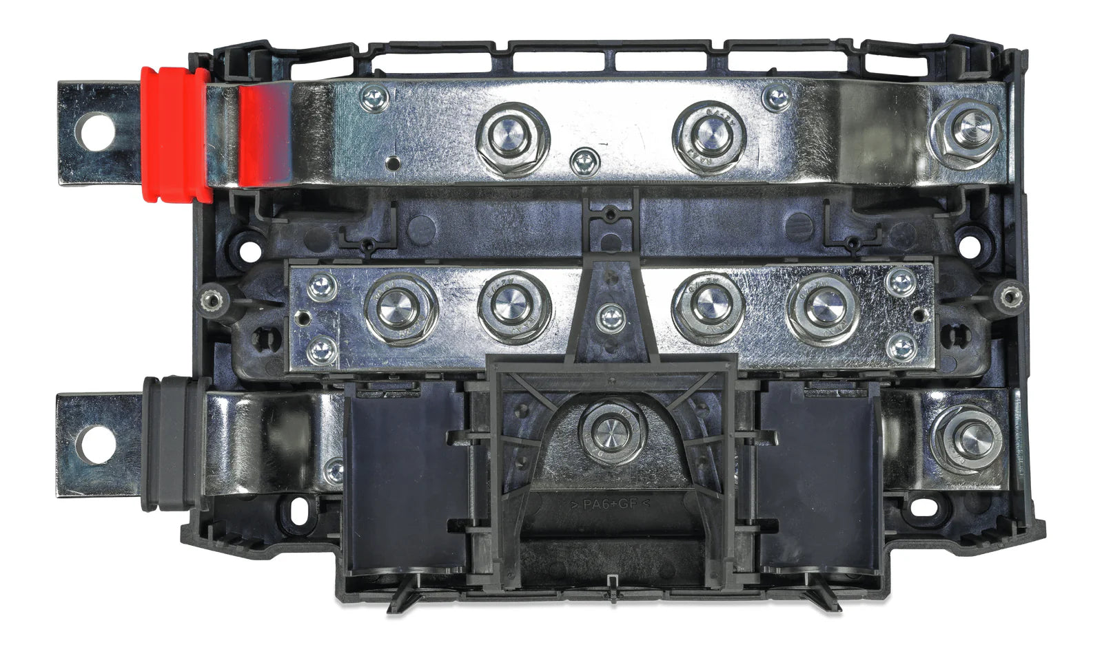 Internal view of Lynx Class-T Power In showing tinned copper busbars and M10 studs