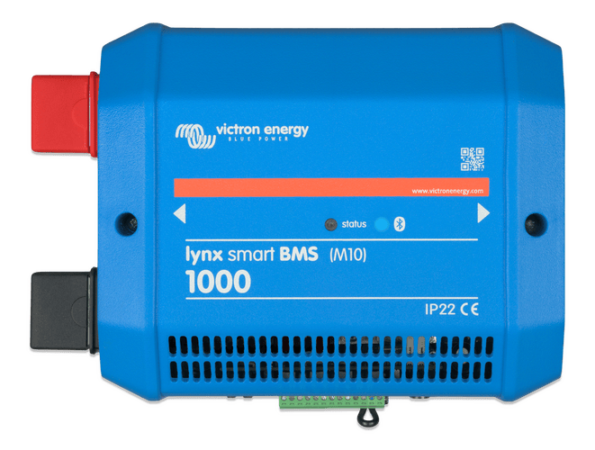 Victron Lynx Smart BMS 1000 M10 with blue ABS enclosure and status indicators