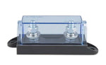 Victron MEGA fuse holder featuring a black plastic base and clear protective clip-on cover