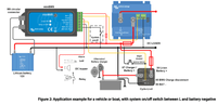Wiring diagram of a miniBMS in a vehicle or boat system with alternator