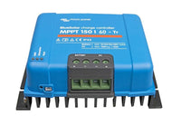 Angled view of Victron MPPT 150/60-Tr controller showing screw terminals and heatsink
