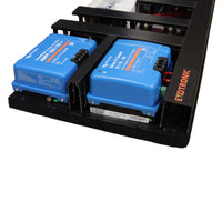 Close-up of SmartSolar MPPT and Orion-Tr Smart charger mounted on the board