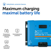 Infographic showing SafetyShield protection features including overtemperature and short circuit protection