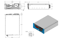 Dimensional drawing of Victron Multi HS19 inverter charger showing measurements in millimetres