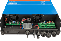 Internal chassis view showing dual cooling fans and electrical component layout