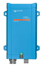 Front view of blue Victron MultiPlus 24V 1200VA inverter charger with status LEDs