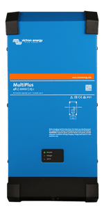 Front view of Victron MultiPlus 48V 2000VA inverter charger in blue steel enclosure