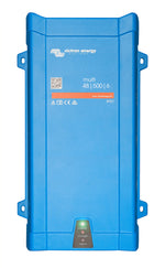 Front view of Victron MultiPlus 48V 500VA inverter charger in blue steel and ABS enclosure