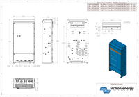 Dimensional technical drawing of the MultiPlus Compact showing height, width and depth in millimetres