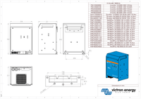 Technical dimensional drawing of the MultiPlus showing height, width, and depth measurements in millimetres