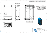 Engineering dimension drawing of MultiPlus-II enclosure with metric measurements