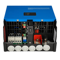 Open bottom view of MultiPlus inverter charger showing internal connection terminals