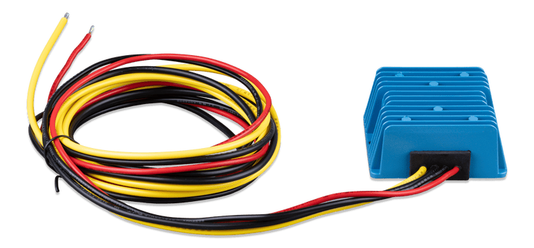 Rear view of the Victron Orion converter showing the sealed cable entry point