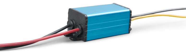 Detail view of cable entry points with rubber seals for IP67 waterproof protection