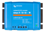 Top-down view of Victron Orion-Tr 12V 18A isolated DC-DC converter showing terminals and status LED